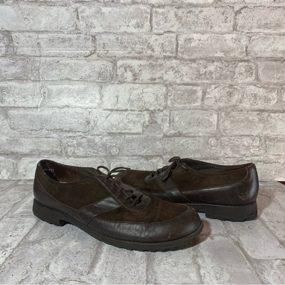 Munro Shoes Womens 9.5 WW Oxford‎ Comfort Brown Leather Low Top Block Heels - Picture 1 of 14